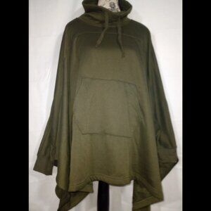 NWT Felina Olive Fleece Poncho One Size Cozy Pullover with Kangaroo Pocket